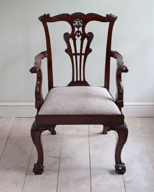 EXCEPTIONALLY FINE QUALITY 19TH CENTURY MAHOGANY OPEN ARM CHAIR - ADDITIONAL PHOTO 2