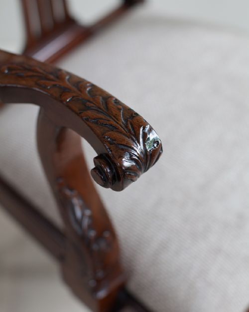 EXCEPTIONALLY FINE QUALITY 19TH CENTURY MAHOGANY OPEN ARM CHAIR - ADDITIONAL PHOTO 4