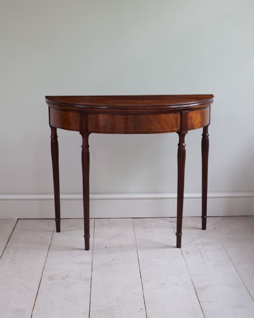 george iii mahogany demi lune card table - CATEGORY: ANTIQUE TABLES - DATED 18TH CENTURY