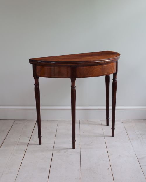 GEORGE III MAHOGANY DEMI LUNE CARD TABLE - ADDITIONAL PHOTO 1