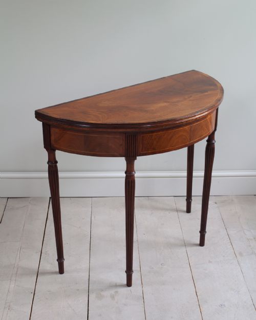GEORGE III MAHOGANY DEMI LUNE CARD TABLE - ADDITIONAL PHOTO 2