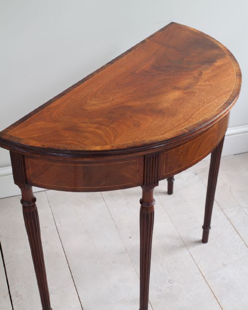 GEORGE III MAHOGANY DEMI LUNE CARD TABLE - ADDITIONAL PHOTO 3