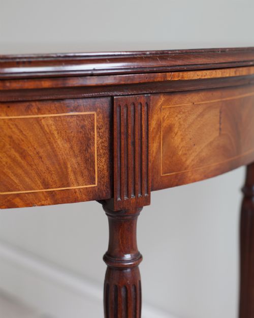 GEORGE III MAHOGANY DEMI LUNE CARD TABLE - ADDITIONAL PHOTO 4