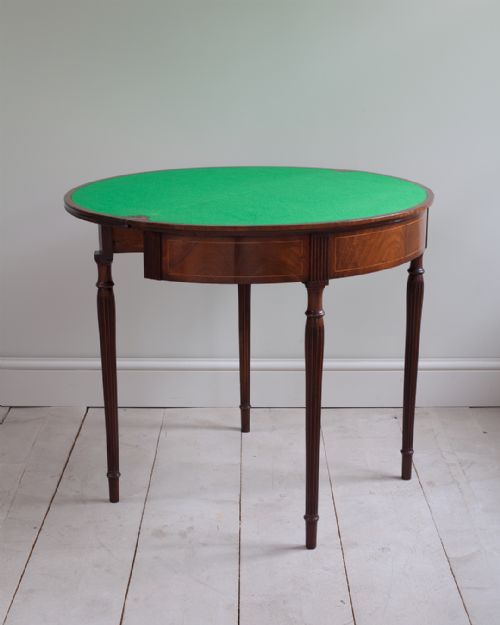 GEORGE III MAHOGANY DEMI LUNE CARD TABLE - ADDITIONAL PHOTO 7