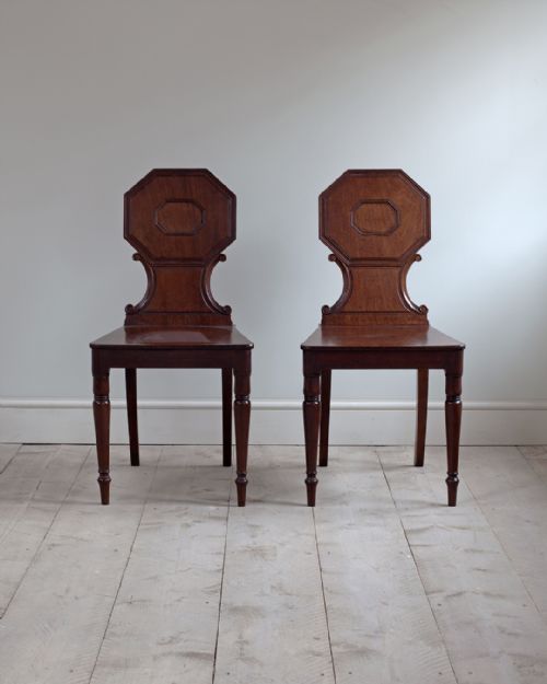 PAIR OF LATE REGENCY MAHOGANY HALL CHAIRS - ADDITIONAL PHOTO 2