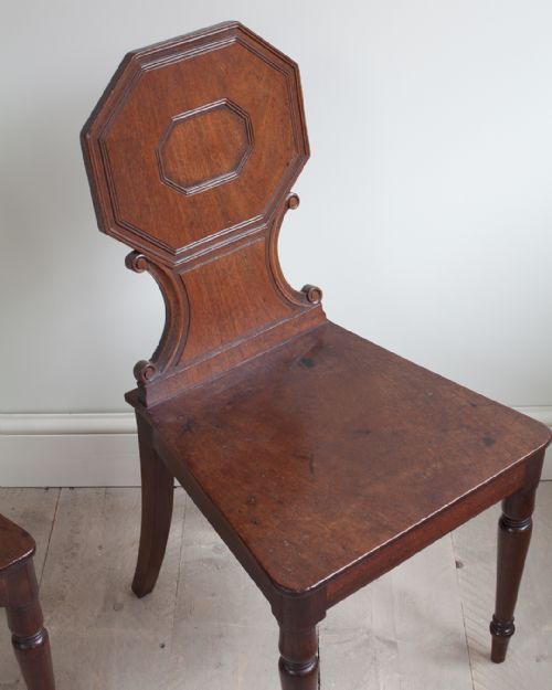 PAIR OF LATE REGENCY MAHOGANY HALL CHAIRS - ADDITIONAL PHOTO 4