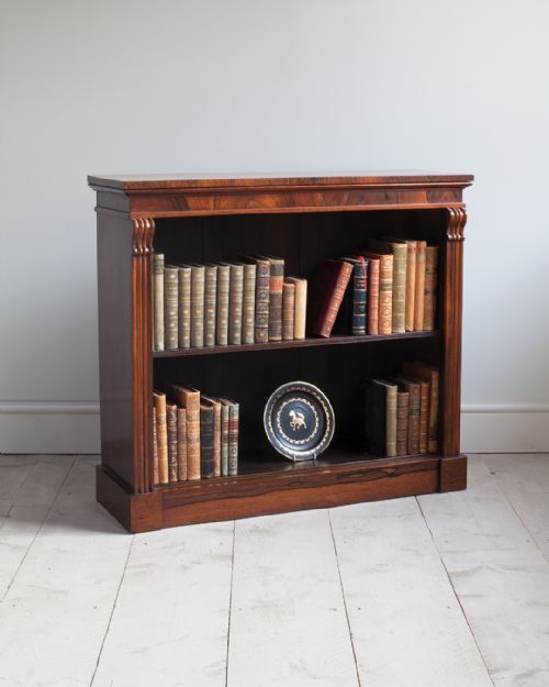 small william iv rosewood dwarf open bookcase - CATEGORY: ANTIQUE BOOKCASES - DATED 19TH CENTURY