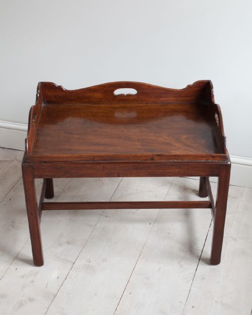 GEORGIAN MAHOGANY TRAY ON STAND COFFEE TABLE - ADDITIONAL PHOTO 2