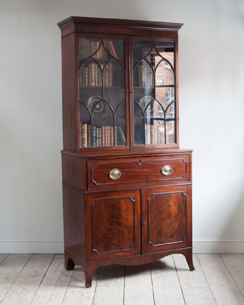 regency mahogany secretaire bookcase - CATEGORY: ANTIQUE BOOKCASES - DATED 19TH CENTURY
