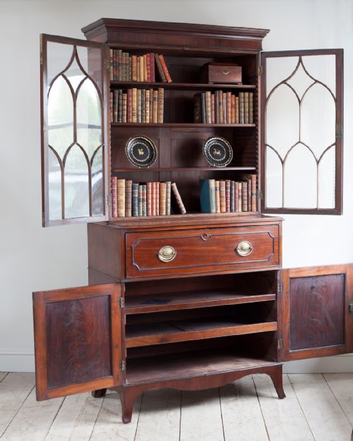 REGENCY MAHOGANY SECRETAIRE BOOKCASE - ADDITIONAL PHOTO 3