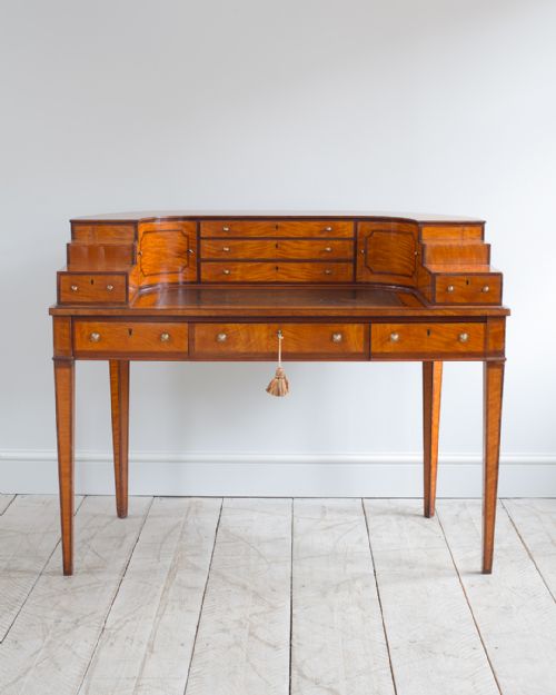 EDWARDIAN SATINWOOD SHERATON STYLE CARLTON HOUSE DESK - ADDITIONAL PHOTO 1
