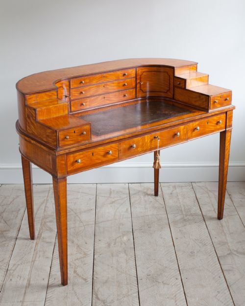 EDWARDIAN SATINWOOD SHERATON STYLE CARLTON HOUSE DESK - ADDITIONAL PHOTO 6