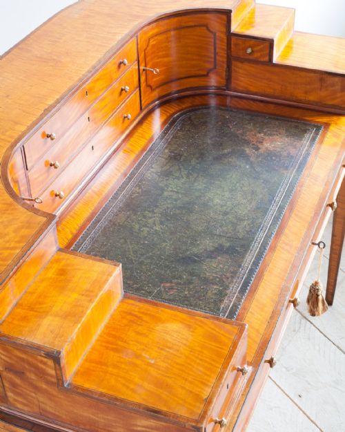 EDWARDIAN SATINWOOD SHERATON STYLE CARLTON HOUSE DESK - ADDITIONAL PHOTO 7