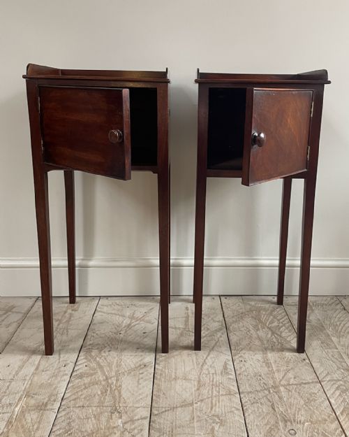 NEAR PAIR OF GEORGIAN MAHOGANY POT CUPBOARDS - ADDITIONAL PHOTO 2