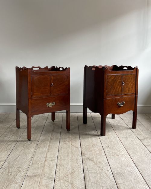 near pair of georgian mahogany tray top commodes - CATEGORY: ANTIQUE FURNITURE - DATED 18TH CENTURY