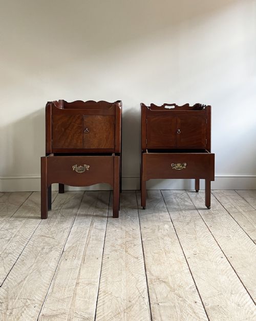 NEAR PAIR OF GEORGIAN MAHOGANY TRAY TOP COMMODES - ADDITIONAL PHOTO 2