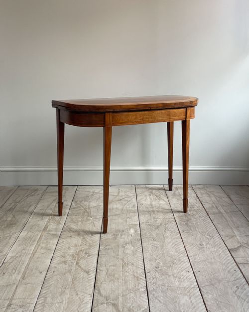 golden mahogany d shaped card table - CATEGORY: ANTIQUE TABLES - DATED 19TH CENTURY