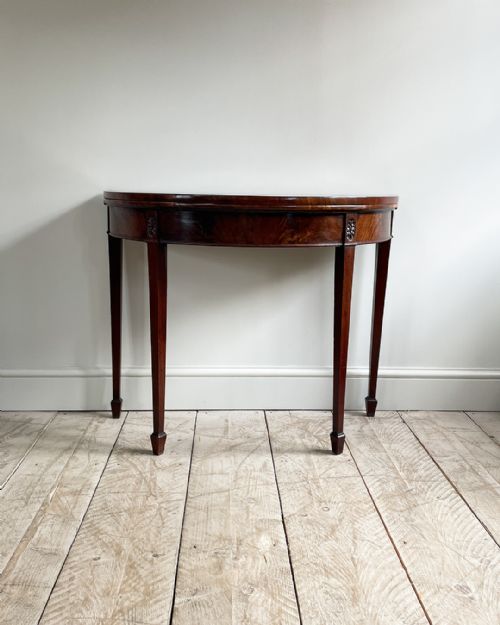 georgian demilune mahogany card table - CATEGORY: ANTIQUE TABLES - DATED 18TH CENTURY