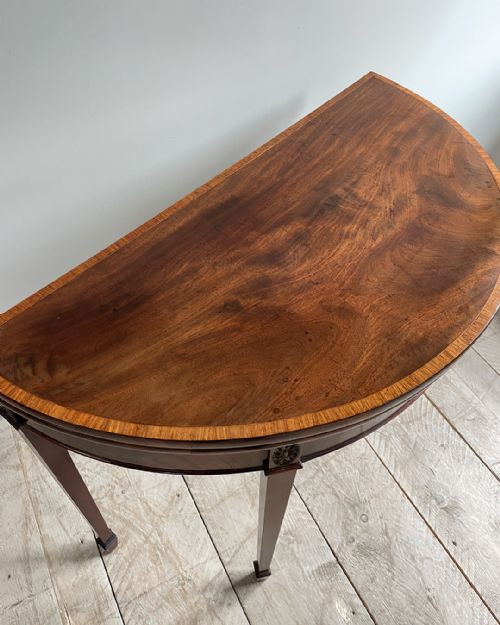 GEORGIAN DEMILUNE MAHOGANY CARD TABLE - ADDITIONAL PHOTO 3