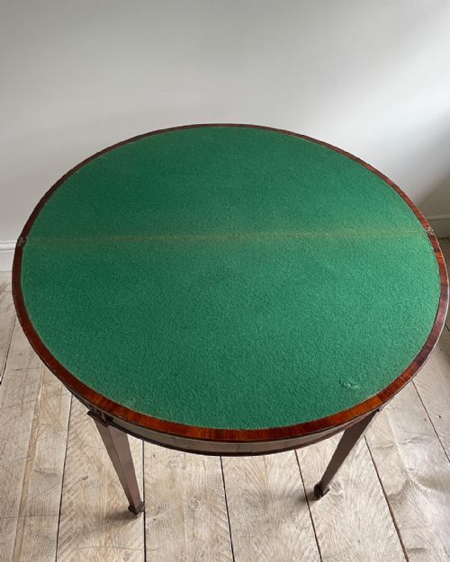 GEORGIAN DEMILUNE MAHOGANY CARD TABLE - ADDITIONAL PHOTO 4