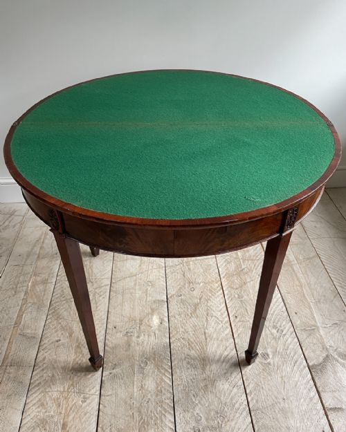 GEORGIAN DEMILUNE MAHOGANY CARD TABLE - ADDITIONAL PHOTO 5
