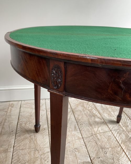 GEORGIAN DEMILUNE MAHOGANY CARD TABLE - ADDITIONAL PHOTO 6