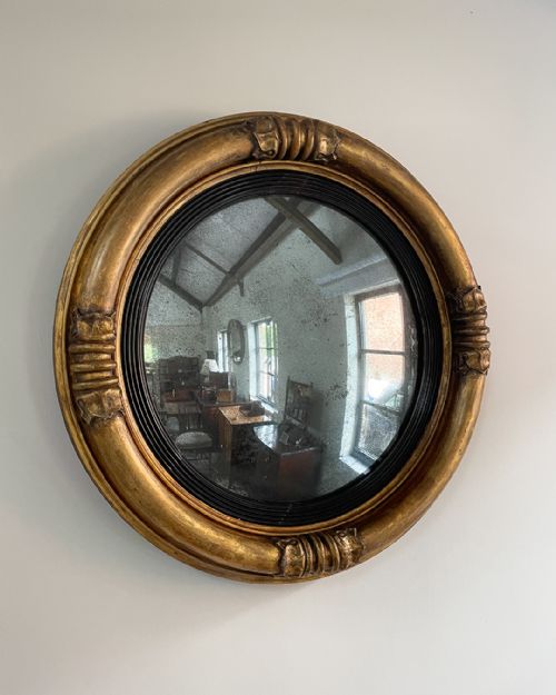 gilt convex mirror - CATEGORY: ANTIQUE MIRRORS - DATED 19TH CENTURY