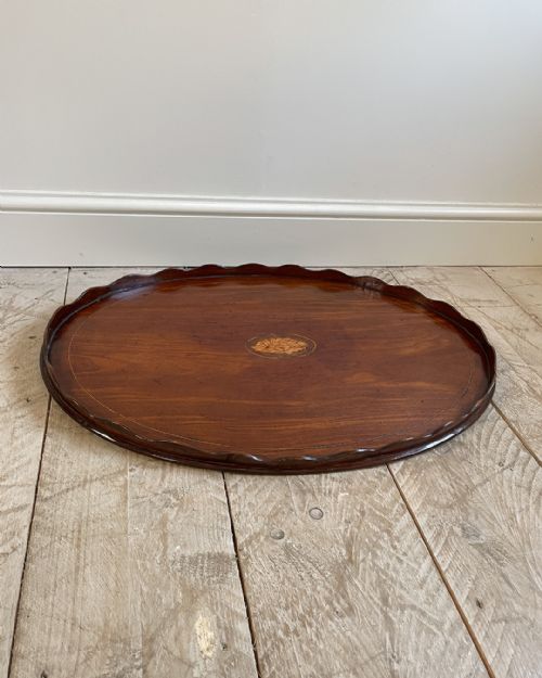 GEORGIAN MAHOGANY OVAL SCALLOPED TRAY - ADDITIONAL PHOTO 1