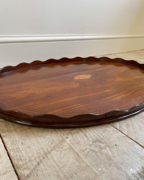 GEORGIAN MAHOGANY OVAL SCALLOPED TRAY - ADDITIONAL PHOTO 2