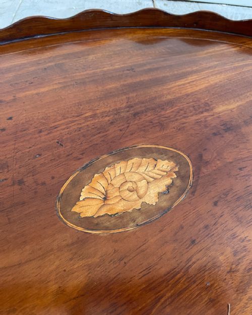 GEORGIAN MAHOGANY OVAL SCALLOPED TRAY - ADDITIONAL PHOTO 3