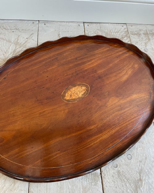 GEORGIAN MAHOGANY OVAL SCALLOPED TRAY - ADDITIONAL PHOTO 4