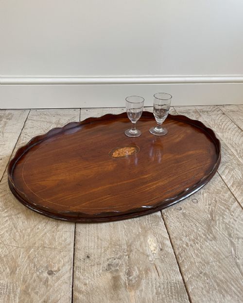 GEORGIAN MAHOGANY OVAL SCALLOPED TRAY - ADDITIONAL PHOTO 5