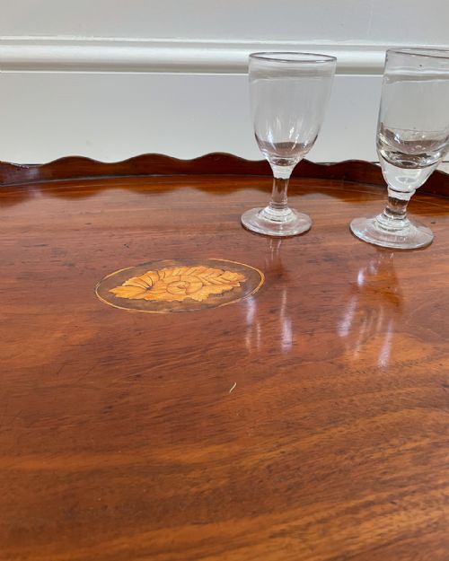 GEORGIAN MAHOGANY OVAL SCALLOPED TRAY - ADDITIONAL PHOTO 6