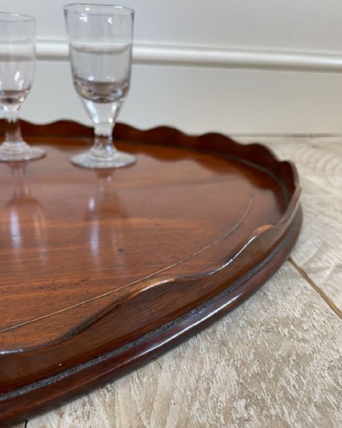 GEORGIAN MAHOGANY OVAL SCALLOPED TRAY - ADDITIONAL PHOTO 8