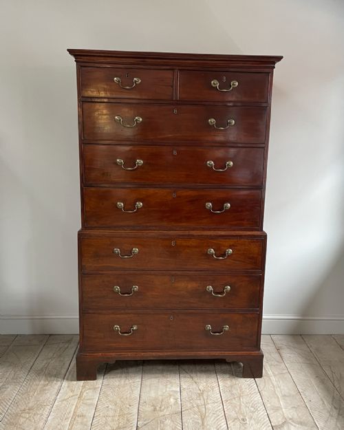 GEORGE III MAHOGANY CHEST ON CHEST