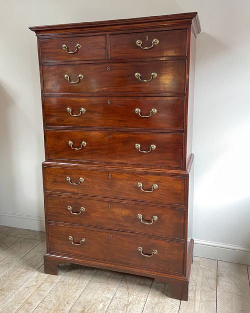 GEORGE III MAHOGANY CHEST ON CHEST - ADDITIONAL PHOTO 3