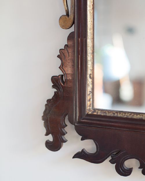 FINE QUALITY GEORGE IV MAHOGANY FRET WALL MIRROR - ADDITIONAL PHOTO 3