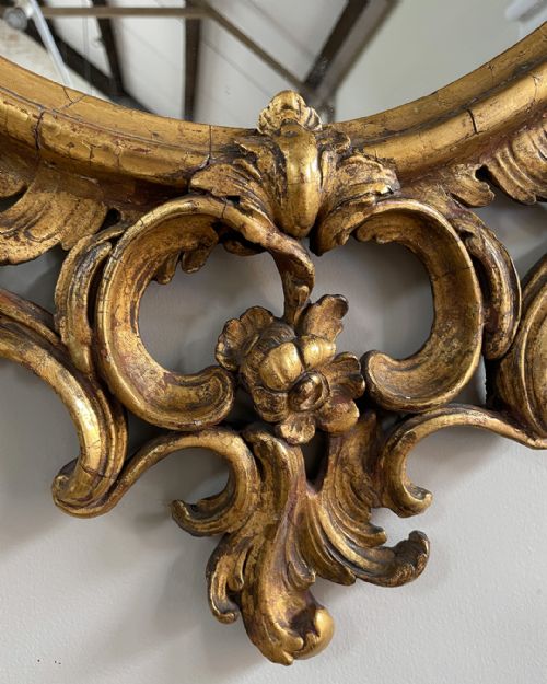 GILTWOOD AND COMPOSITION ROCOCO STYLE OVAL WALL MIRROR - ADDITIONAL PHOTO 4
