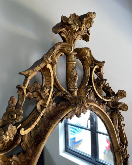 GILTWOOD AND COMPOSITION ROCOCO STYLE OVAL WALL MIRROR - ADDITIONAL PHOTO 5