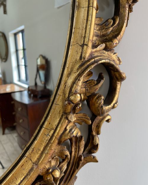 GILTWOOD AND COMPOSITION ROCOCO STYLE OVAL WALL MIRROR - ADDITIONAL PHOTO 6
