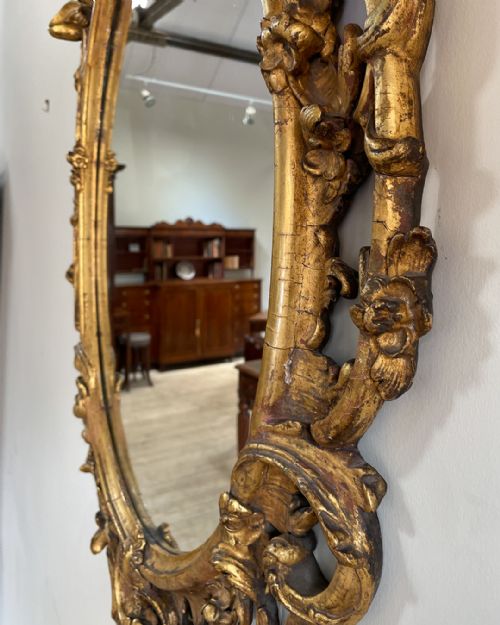 GILTWOOD AND COMPOSITION ROCOCO STYLE OVAL WALL MIRROR - ADDITIONAL PHOTO 7