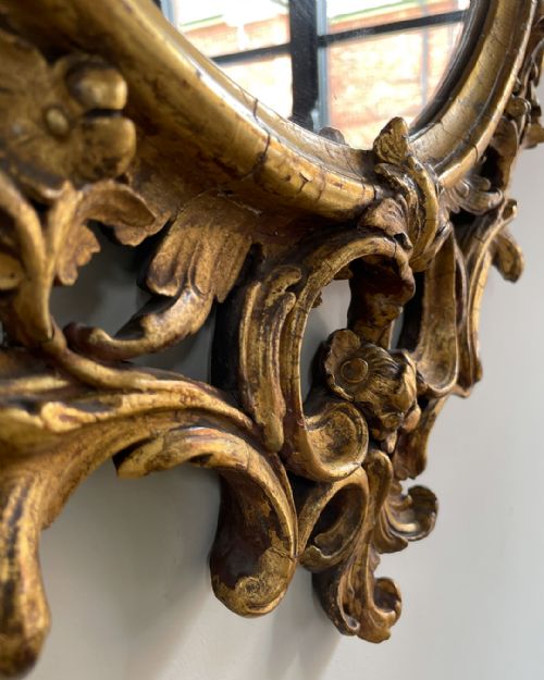 GILTWOOD AND COMPOSITION ROCOCO STYLE OVAL WALL MIRROR - ADDITIONAL PHOTO 9