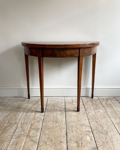 elegant georgian mahogany demilune card table - CATEGORY: ANTIQUE TABLES - DATED 18TH CENTURY