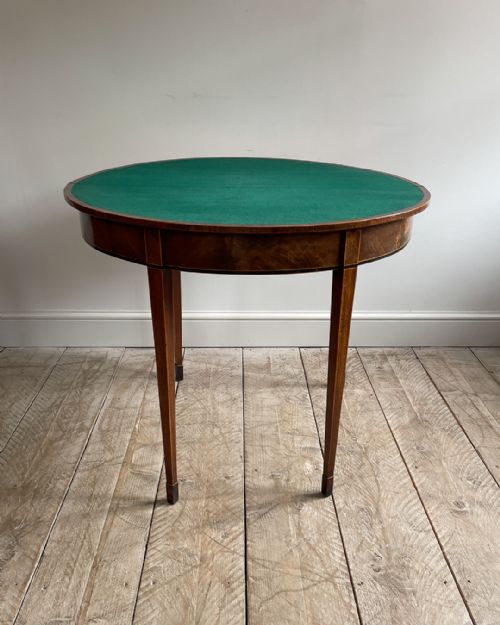 ELEGANT GEORGIAN MAHOGANY DEMILUNE CARD TABLE - ADDITIONAL PHOTO 6