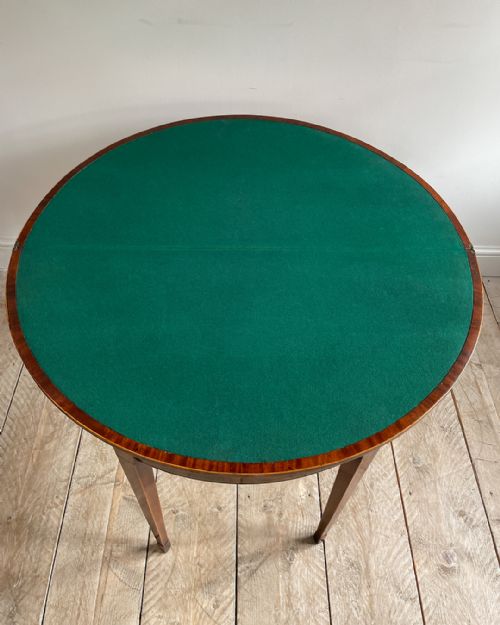ELEGANT GEORGIAN MAHOGANY DEMILUNE CARD TABLE - ADDITIONAL PHOTO 7