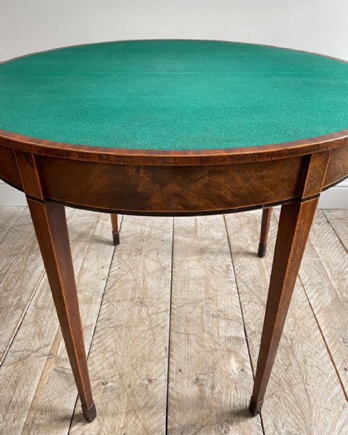 ELEGANT GEORGIAN MAHOGANY DEMILUNE CARD TABLE - ADDITIONAL PHOTO 8