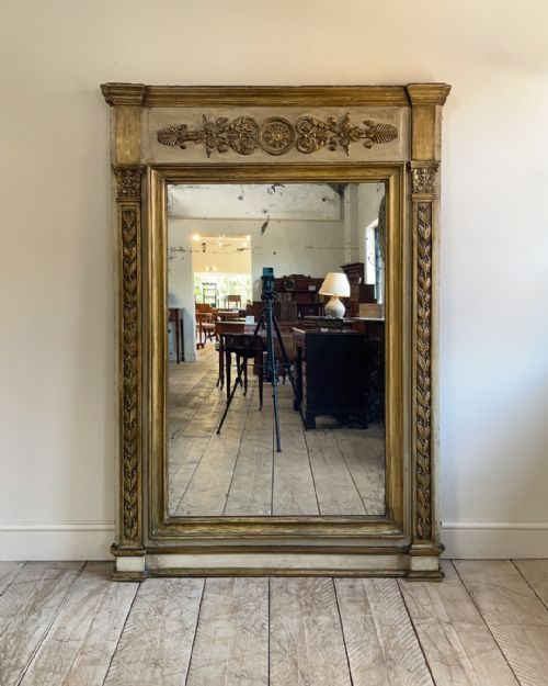 large 19th century french painted and gilded mirror - CATEGORY: ANTIQUE MIRRORS - DATED 19TH CENTURY