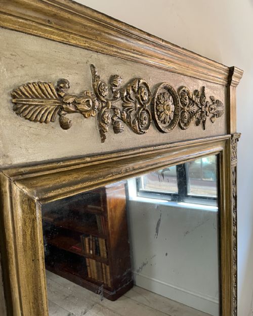 LARGE 19TH CENTURY FRENCH PAINTED AND GILDED MIRROR - ADDITIONAL PHOTO 2