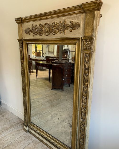 LARGE 19TH CENTURY FRENCH PAINTED AND GILDED MIRROR - ADDITIONAL PHOTO 3