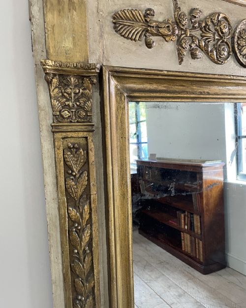 LARGE 19TH CENTURY FRENCH PAINTED AND GILDED MIRROR - ADDITIONAL PHOTO 4